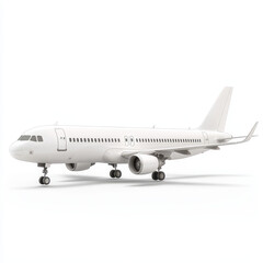 Obraz premium White Airplane on White Background for Travel and Aviation Themes