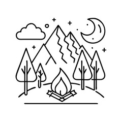 wilderness icon, wilderness line art - simple line art of wilderness, perfect for wilderness logos and icons