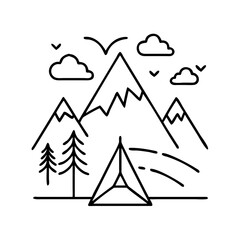 wilderness icon, wilderness line art - simple line art of wilderness, perfect for wilderness logos and icons