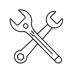 wrench icon, wrench line art - simple line art of wrench, perfect for wrench logos and icons