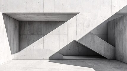 Modern Minimalist Concrete Architecture with Dramatic Shadows