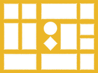 set of empty border postage stamp frames