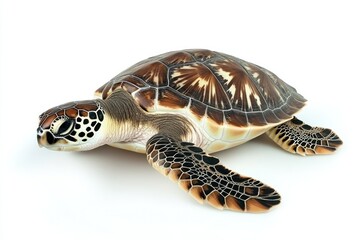 Obraz premium Sea turtle, ocean wildlife, studio shot, white background, conservation