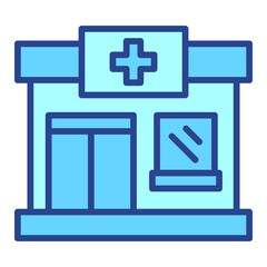 Obraz premium Pharmacy Store blue outline icon