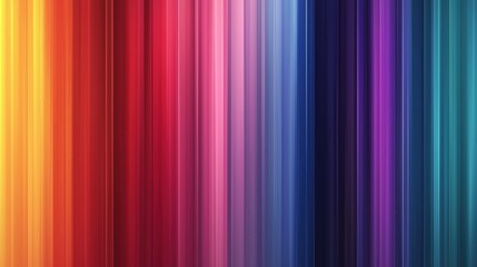 Fototapeta premium A gradient color palette of lines blending warm oranges and reds into cooler blues, purples, and teals.
