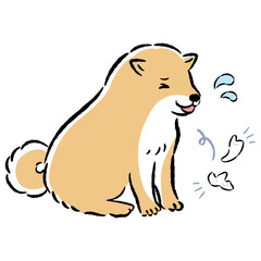 歯が抜けた犬の手描きイラスト
