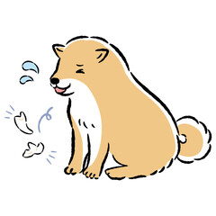 歯が抜けた犬の手描きイラスト