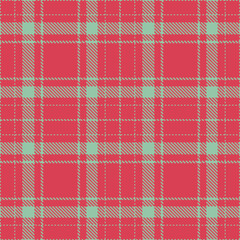 Elegant Seamless Tartan featuring Highland pale teal and Classic faded red Textile Design