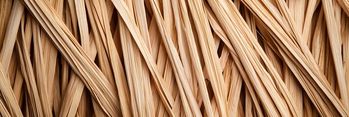 A close-up of natural wooden skewers, showcasing their fine texture and stacked arrangement.