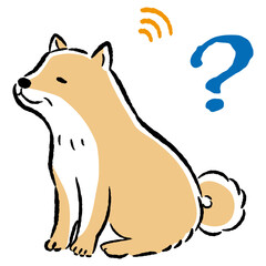 耳が遠いシニア犬のイラスト（難聴）