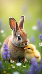 Obraz premium easter bunny with easter eggs