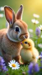 Obraz premium easter bunny with easter eggs