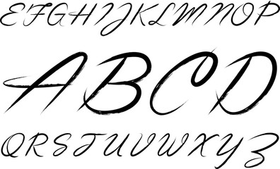 Elegant brush calligraphy vector letters A to Z in uppercase. Hand-drawn, artistic, and perfect for invitations, logos, branding, and modern typography design projects.