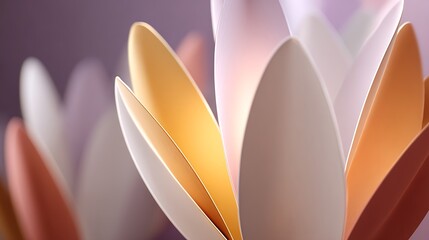 Elegant Abstract Flower Petals in Soft Pastel Shades with a Gentle Glow Illuminating the Background