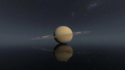 Fototapeta premium A stock image of a fantastical scene with Saturn, its moons, other planets, and Saturn's rings
