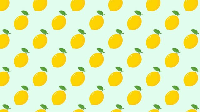 lemon fruit Pattern seamless background animation, Transparent background.