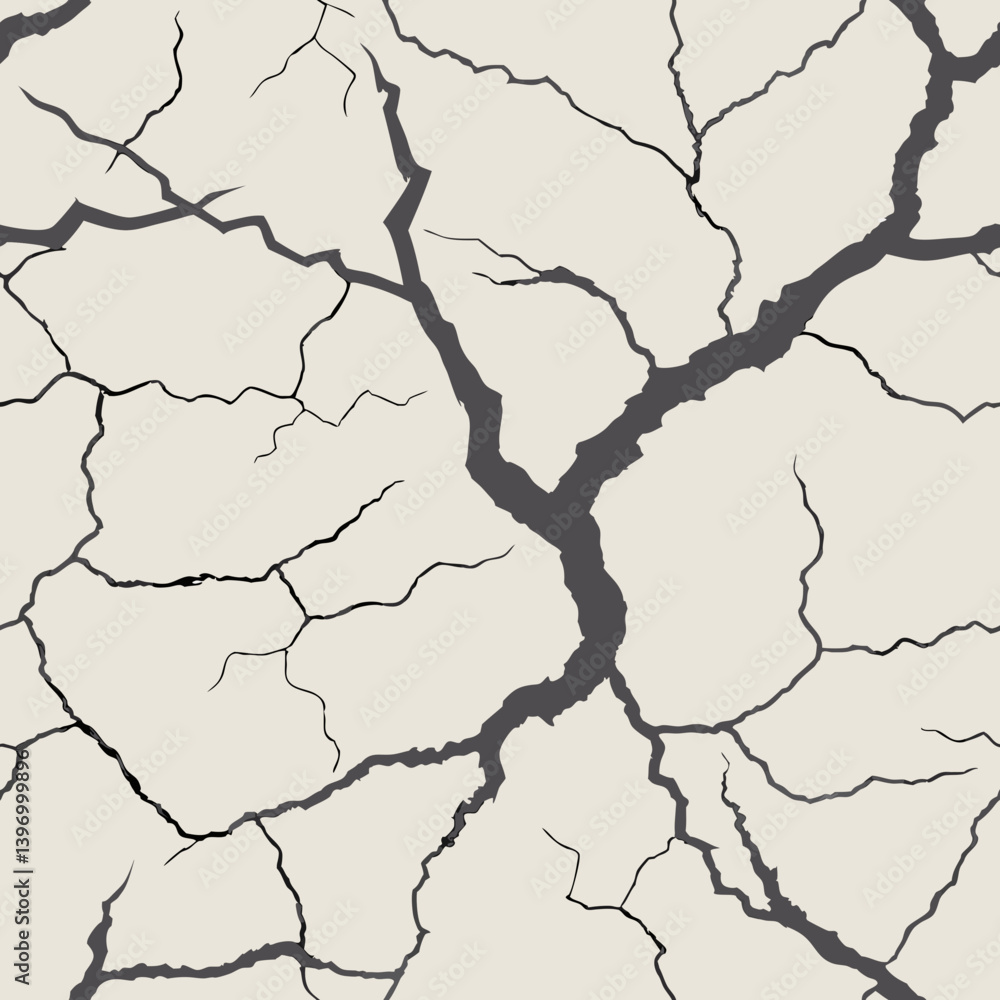 Poster cracked surface texture in a seamless vector pattern
