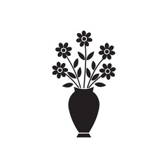 Flower Vase Logo Illustration Vector Icon on White Background