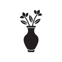 Flower Vase Logo Illustration Vector Icon on White Background