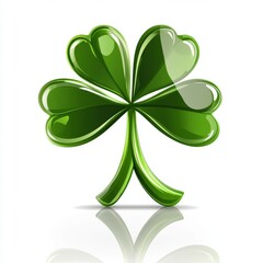 Fototapeta premium A three-part symbol, button, green, 3D, shining, modern, and free