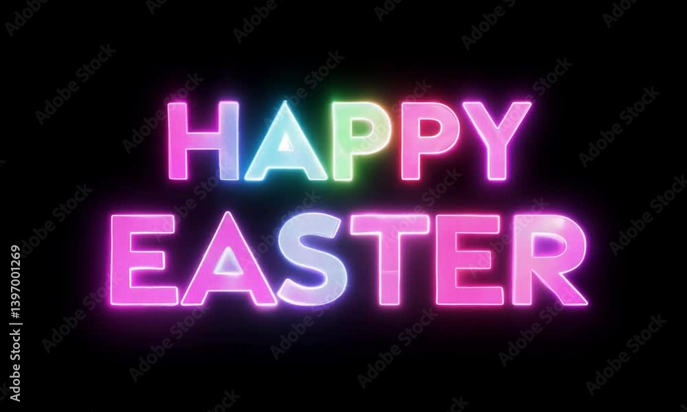 Poster HAPPY EASTER text displayed boldly on a sleek black background for a festive effect made with Generative AI technology