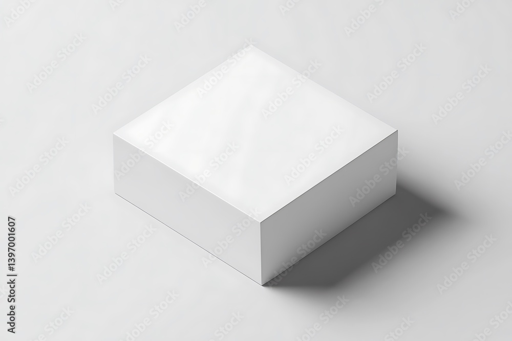 Aufkleber isometric square box on seamless white background with clean lines and soft shadow