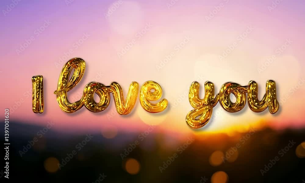 Poster i love you text displayed over a beautiful bokeh sunrise background for a romantic effect made with 