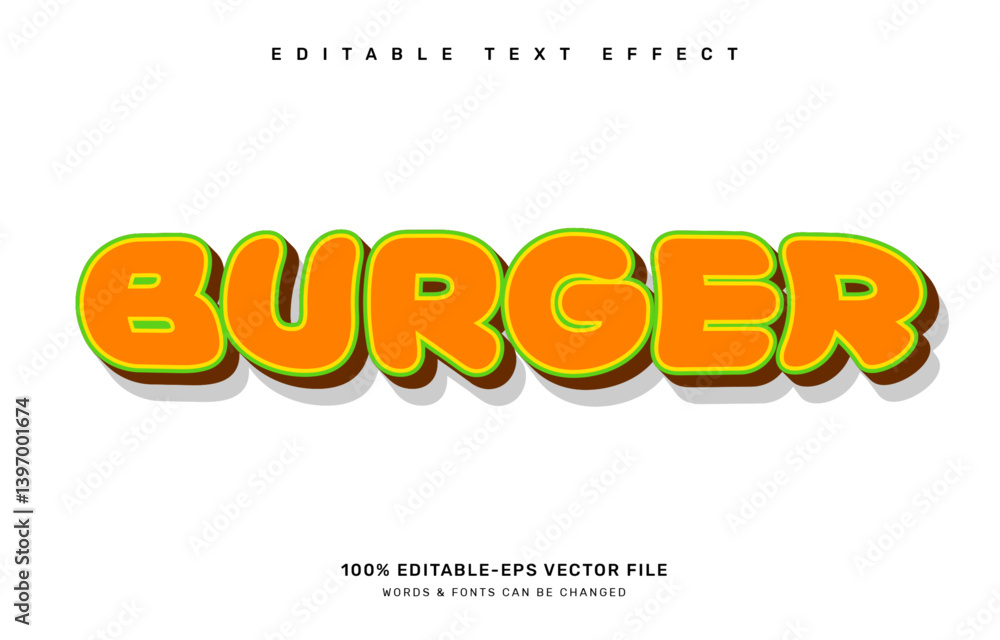 Poster burger editable text effect template