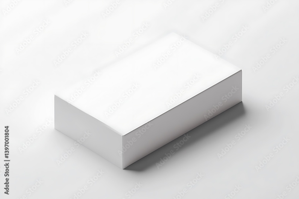 Poster isometric white box isolated on white background with shadow clean and minimal