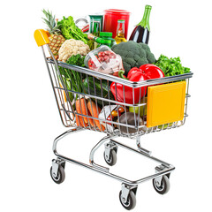Fruit Cart Isolated on White Background – Vibrant Fresh Produce Display