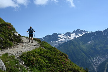 Fototapeta premium Wanderer bei La Flegere