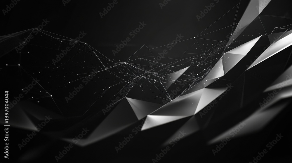 Poster abstract polygonal space low poly dark background with connecting dots and lines. connection structu
