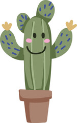 A cute and happy cactus smiling in a pot