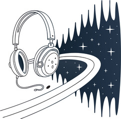 Vibrant Sound Wave and Headphones Design Art & Illustration
