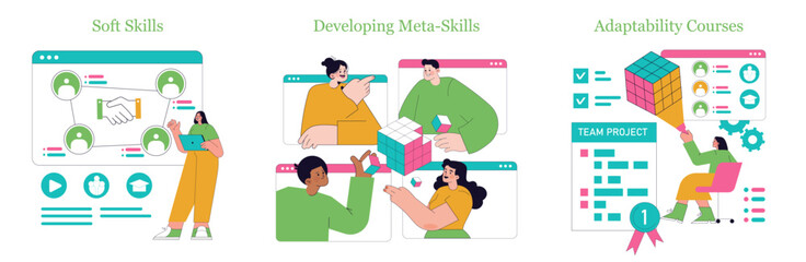 Online Learning. Flat Vector Illustration