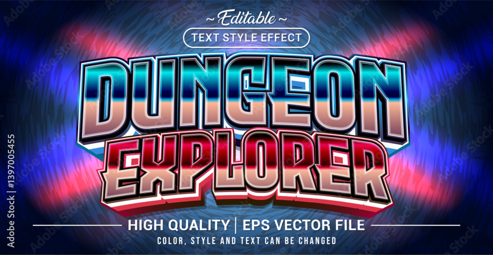 Aufkleber Editable text style effect - Dungeon Explorer text style theme. Vector text style illustration template.