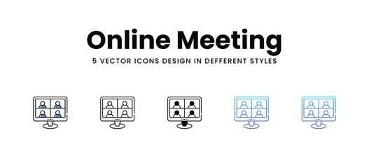 Online Meeting vector icons set stock illustration