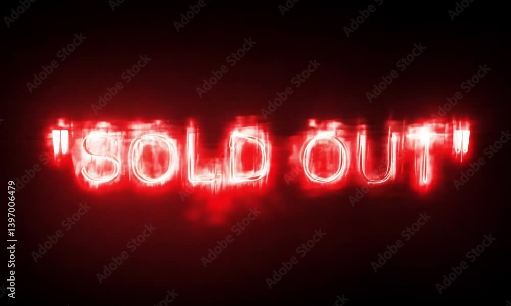 Aufkleber bright red sold out text with high contrast against a black background for a striking visual impact 