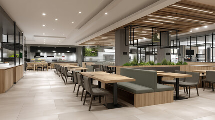 Experience a Modern Food Court with Soft Ambient Lighting Creating an Inviting Atmosphere Memorable Dining