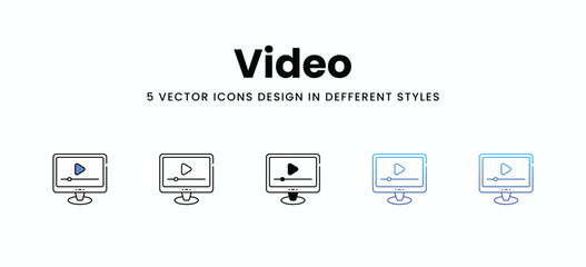 Video vector icons set stock illustration