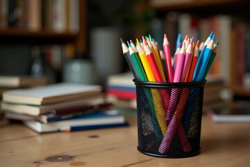 colored pencils in a box