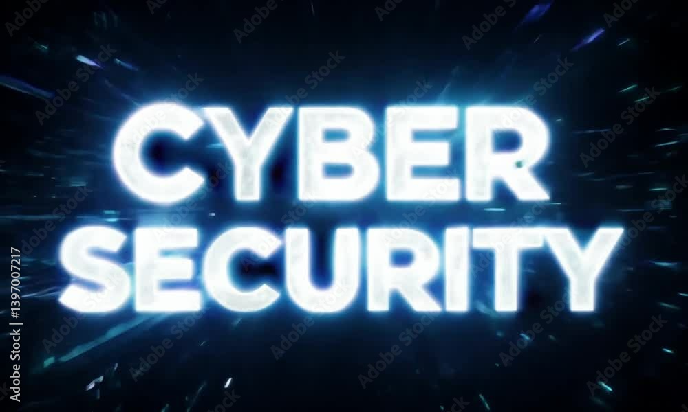Poster text cyber security glitching with animated error effects and digital distortion made with generativ
