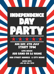 Independence day party flyer poster or  social media post design
