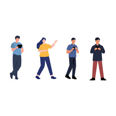 Diverse group of people interacting with digital devices