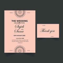 Wedding invitation card design template.