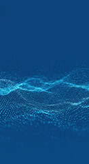Digital Ocean: Abstract Blue Data Wave Background - Modern Tech & Science Visualization, Particles & Connectivity