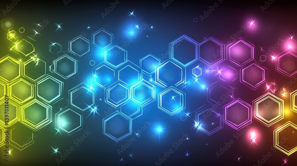 Poster vibrant light patterns digital art abstract design colorful background artistic view modern concept