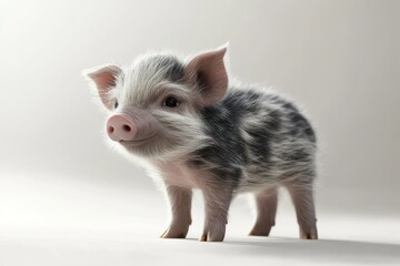 Cute piglet, studio shot, white background, farm animal