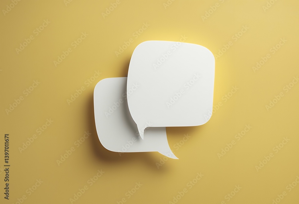 Poster icon speech image yellow shape white flat empty paper bubble form internet communication rectangle t