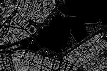 Black and white slope map of Geneva’s lakeside area. Perfect for science, architecture, and editorial visuals. Creative visualization based on official raw Swiss LiDAR data (©swisstopo).